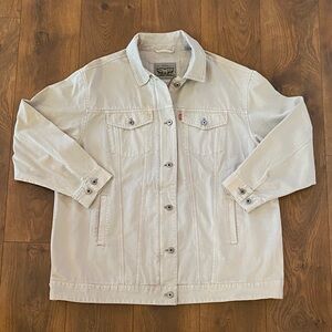 Levi’s Women’s Oversized Cotton Trucker Jacket Light Gray 2XL Denim
